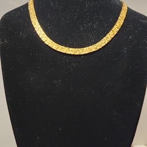 Gold tone "Nugget" Necklace 17  1/2 inch